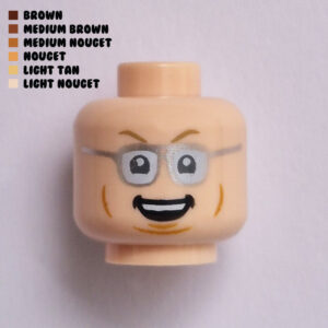 Dual Sided Head – Big Grin Showing Teeth w/ Silver Frames : Light Nougat