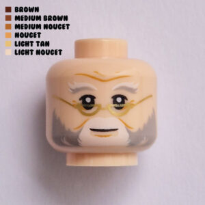 Dual Sided Head – Full Beard w/ Gold Frames : Light Nougat