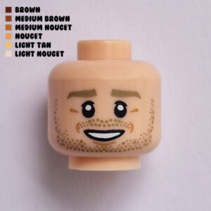 Dual Sided Head – Dotted Stubble Beard & Mustache w/ Dimples : Light Nougat
