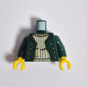 Dark Green Open Jacket w/ Buttons & Striped Jersey