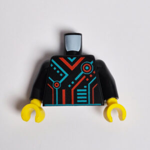 Black w/ Turquoise & Red Graphical Design