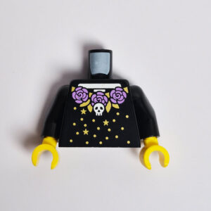 Black w/ Skull, Lavender Roses & Gold Accents
