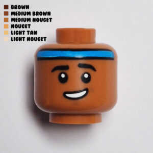 Dual Sided Head – Slanted Grin w/ Blue Headband - Dark Orange