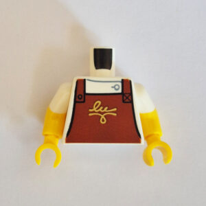White w/ Brown Overalls & Gold Script