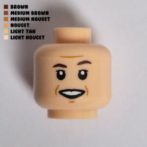 Dual Sided Head – Open Mouth w/ Dimples & Forehead Line : Light Nougat