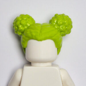 Centre Parting w/ Coil Texture & 2 Buns - Lime Green