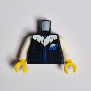 Black w/ White Fur Collar, Sleeves & Blue Zipper