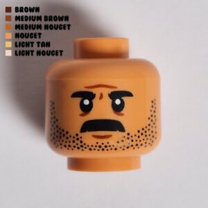 Dual Sided Head – Dotted Stubble Beard w/ Mustache : Nougat