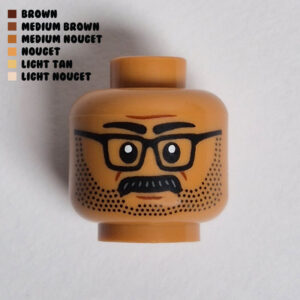 Dotted Stubble Beard w/ Mustache & Black Frames : Medium Nougat