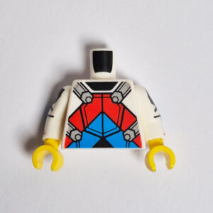 White w/ Red & Blue Armour Suit Design