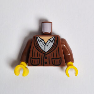 Brown Cardigen w/ Shirt ( Nougat Neckline )