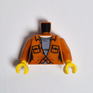 Dark Orange Collar Shirt Tied In Middle w/ Sand Blue Top