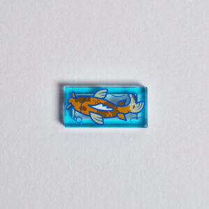 Trans Blue Tile w/ Orange Koi Fish